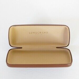 Longchamp Paris Brown Hard Clamshell Sunglasses Glass Case Eyeglasses Luxury